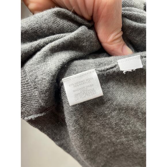 LOFT Grey Wool Blend Cardigan Medium - Picture 3 of 4